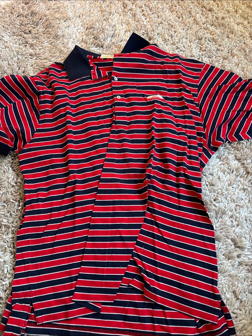 Fairway & Greene Red and Navy Striped Kids Polo